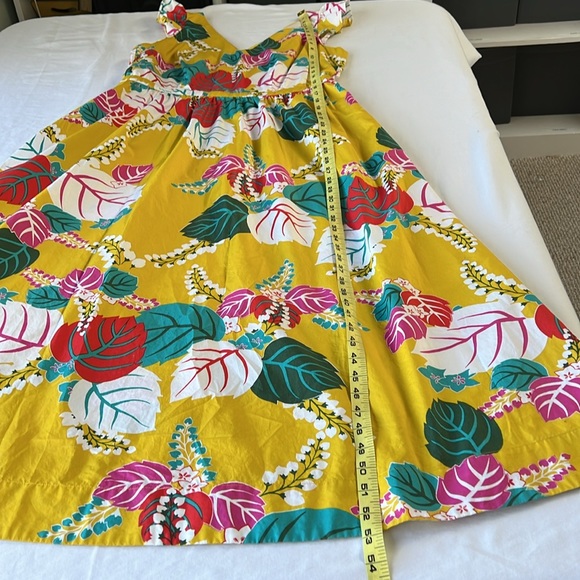 Boden Andrea Frill Sleeve Maxi/Midi Dress Yellow Pink Floral Fit Flare US 12R - Picture 7 of 12